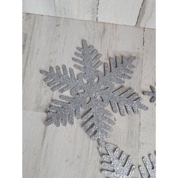 Large silver glitter snowflake ornament Xmas set - Picture 7 of 8